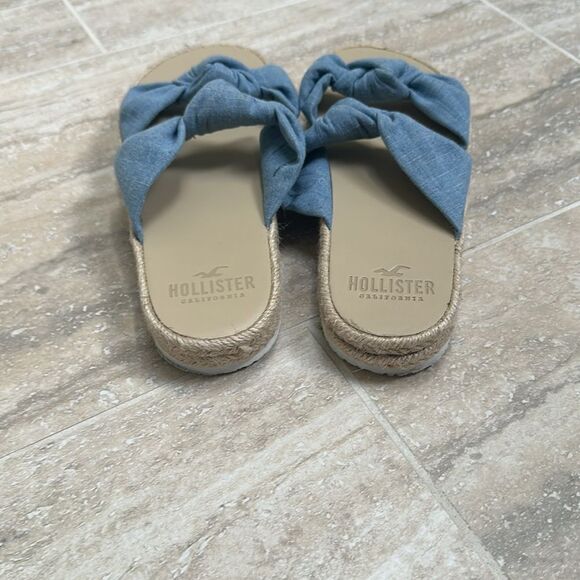 Hollister denim knotted slides – size 7 - Picture 3 of 5